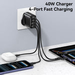 USAMS CC332 T70 2 USB-A + 2 USB-C 4-Port GaN Power Adapter 20W Fast Charger, UK Plug