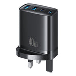 USAMS CC332 T70 2 USB-A + 2 USB-C 4-Port GaN Power Adapter 20W Fast Charger, UK Plug
