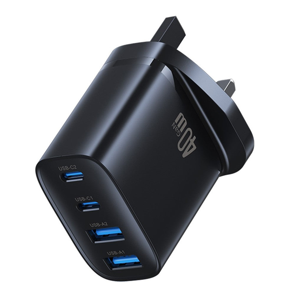 USAMS CC332 T70 2 USB-A + 2 USB-C 4-Port GaN Power Adapter 20W Fast Charger, UK Plug