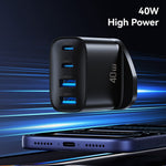USAMS CC332 T70 2 USB-A + 2 USB-C 4-Port GaN Power Adapter 20W Fast Charger, UK Plug