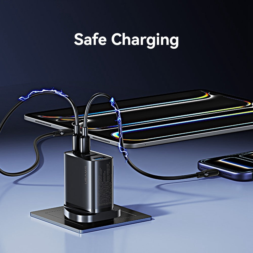 USAMS CC332 T70 2 USB-A + 2 USB-C 4-Port GaN Power Adapter 20W Fast Charger, UK Plug
