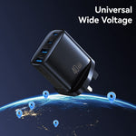 USAMS CC332 T70 2 USB-A + 2 USB-C 4-Port GaN Power Adapter 20W Fast Charger, UK Plug