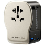 MOMAX UA35 1-World N 65W GaN Global Travel Charger Adapter 3 USB Ports Wall Charger