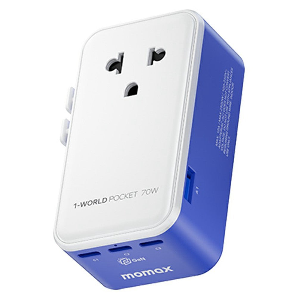 MOMAX UA36 1-World Pocket 70W GaN global rejseopladeradapter universal vægoplader stikomformer