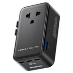 MOMAX UA36 1-World Pocket 70W GaN global rejseopladeradapter universal vægoplader stikomformer
