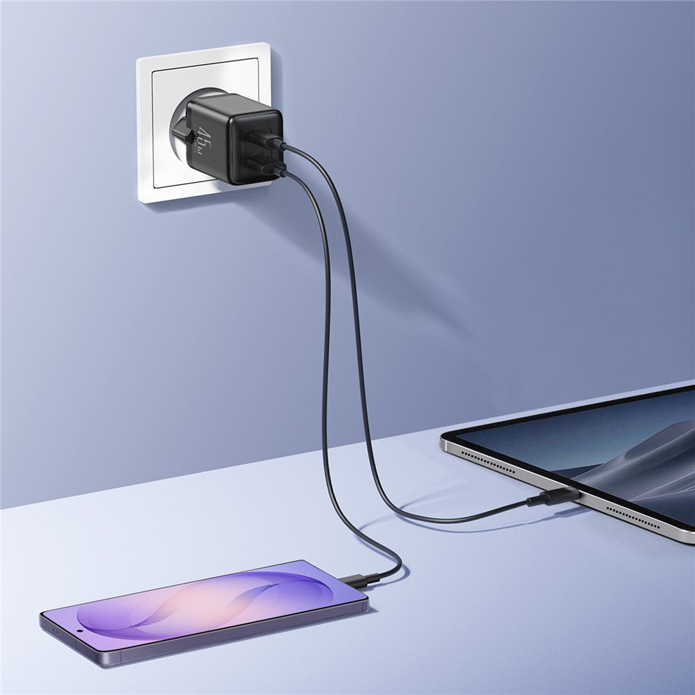 JOYROOM JR-TG8 45W GaN Charger USB-A + USB-C Dual Ports Fast Charging Adapter