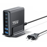 TOOCKI TCT75-22 75W GaN Desktop Charger 6 Ports 4 USB-C+2 USB-A Fast Charging Station