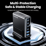 TOOCKI TCT75-22 75W GaN Desktop Charger 6 Ports 4 USB-C+2 USB-A Fast Charging Station