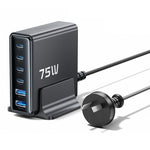 TOOCKI TCT75-22 75W GaN Desktop Charger 6 Ports 4 USB-C+2 USB-A Fast Charging Station
