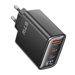TOOCKI TCT67-22 67W GaN Wall Charger 3 USB Ports 67W PD Fast Charging Adapter with Digital Display for iPhone MacBook