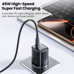 TOOCKI TCT45-22AB 45W GaN USB-C Fast Charger PD Quick Charging Wall Charger Adapter for iPhone iPad Samsung