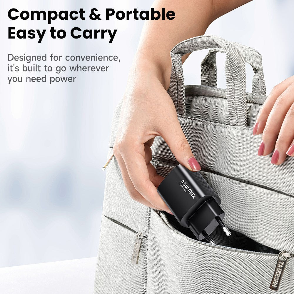 TOOCKI TCT45-22AB 45W GaN USB-C Fast Charger PD Quick Charging Wall Charger Adapter for iPhone iPad Samsung