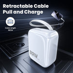 TOOCKI TC55302 30W GaN Charger Built-in 68cm Retractable USB-C Cable 2-in-1 Fast Charging Power Adapter