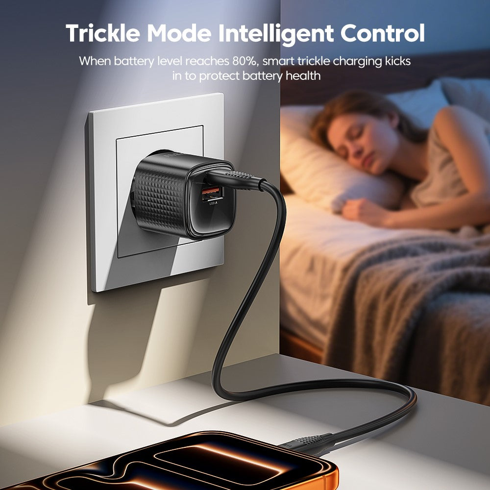 TOOCKI 33W Mini GaN Charger Dual Port USB-C+USB-A Fast Charging Power Adapter