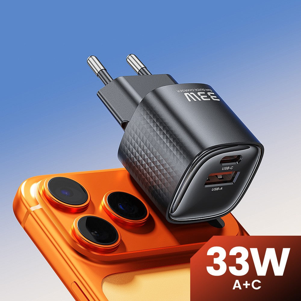 TOOCKI 33W Mini GaN Charger Dual Port USB-C+USB-A Fast Charging Power Adapter