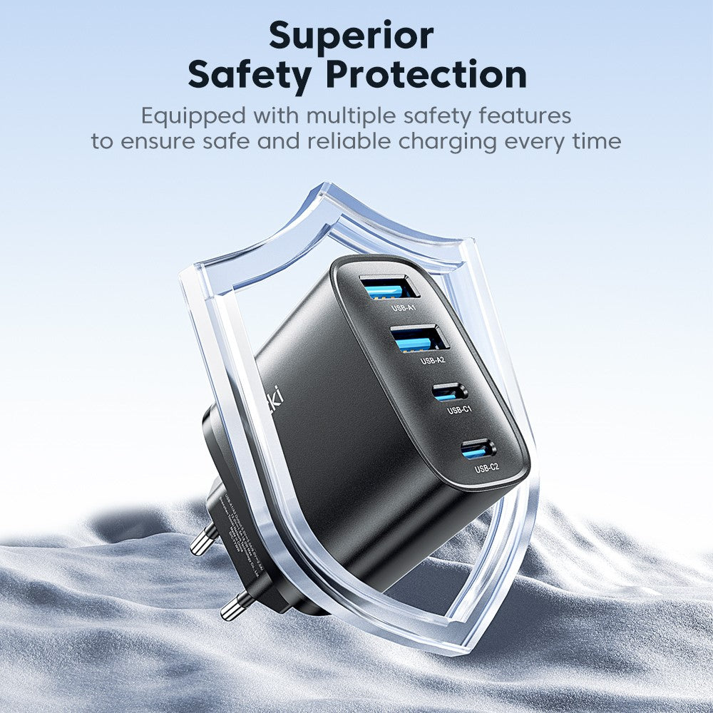 TOOCKI TC53402 40W GaN Hurtigoplader 4-Port 2 USB-C 2 USB-A 20W PD Quick Charging Strømadapter