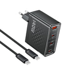 TOOCKI 140W GaN Charger 4-Port 3 USB-C 1 USB-A PD3.1 Fast Charging Station Power Adapter with 2m Cable