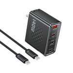 TOOCKI 140W GaN Charger 4-Port 3 USB-C 1 USB-A PD3.1 Fast Charging Station Power Adapter with 2m Cable
