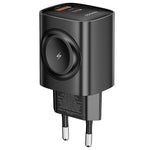 TOOCKI TCT20-21EU 3-in-1 GaN Charger Dual Port 20W USB-C 18W USB-A Magnetic 2W Wireless Charging Station for Apple Watch