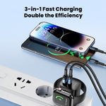 TOOCKI TCT20-21EU 3-in-1 GaN Charger Dual Port 20W USB-C 18W USB-A Magnetic 2W Wireless Charging Station for Apple Watch