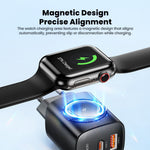 TOOCKI TCT20-21EU 3-in-1 GaN Charger Dual Port 20W USB-C 18W USB-A Magnetic 2W Wireless Charging Station for Apple Watch