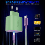 PD 60W Fast Charger for Nintendo Switch 2 / Lite / OLED Gaming Console Type-C Wall Charger with 6.6ft Cable