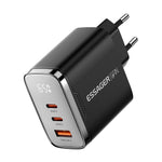 ESSAGER ES-CD64 65W GaN Wall Charger 3-Port 2 USB-C+USB-A Fast Charging Digital Display Travel Power Adapter