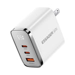 ESSAGER ES-CD64 65W GaN Wall Charger 3-Port 2 USB-C+USB-A Fast Charging Digital Display Travel Power Adapter