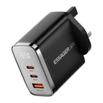 ESSAGER ES-CD64 65W GaN Wall Charger 3-Port 2 USB-C+USB-A Fast Charging Digital Display Travel Power Adapter