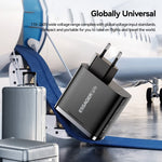 ESSAGER ES-CD56 100W GaN Wall Charger 3-Port 2 USB-C+USB-A Fast Charging Digital Display Travel Power Adapter