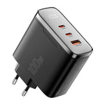 ESSAGER ES-CD56 100W GaN Wall Charger 3-Port 2 USB-C+USB-A Fast Charging Digital Display Travel Power Adapter