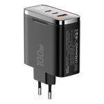 ESSAGER ES-CD56 100W GaN Wall Charger 3-Port 2 USB-C+USB-A Fast Charging Digital Display Travel Power Adapter