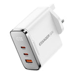 ESSAGER ES-CD56 100W GaN Wall Charger 3-Port 2 USB-C+USB-A Fast Charging Digital Display Travel Power Adapter
