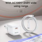 YESIDO YC116 PD 45W GaN Oplader Enkeltport Type-C Hurtigopladningsadapter med Flettet USB-C Kabel