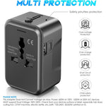 Universal Global Travel Charging Adapter International Plug Charger Converter with AC Outlet + Type C + USB-A Ports