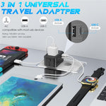 Universal Global Travel Charging Adapter International Plug Charger Converter with AC Outlet + Type C + USB-A Ports