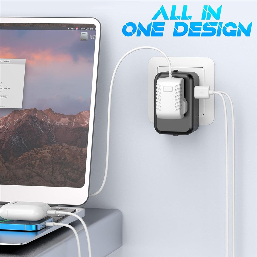 Universal Global Travel Charging Adapter International Plug Charger Converter with AC Outlet + Type C + USB-A Ports