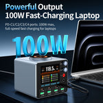 WLX-F4 USB-C + USB-A 8-Port GaN Desktop Charger 100W Fast Charging Station Magnetic Wireless Charger with Digital Display
