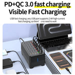 WLX-268F 30-Port Desktop Charger Hub with 18 USB-C and 12 USB-A Ports 30W Fast Charging Station