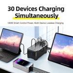 WLX-268E 30-Port USB-C Charging Station Portable 12W Desktop Multi-Port Charger Hub for Phone Tablet