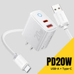ESSAGER ES-CD55 20W Wall Charger Dual Port USB-A + Type-C Fast Charging Adapter for Phone