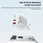 ESSAGER ES-CD55 20W Opladersæt USB-A + USB-C Hurtigopladningsadapter med USB-A til IP-kabel