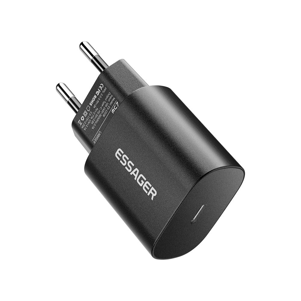 ESSAGER ES-CD38 25W USB-C Wall Charger PD Fast Charging Adapter for iPhone Samsung, EU Plug