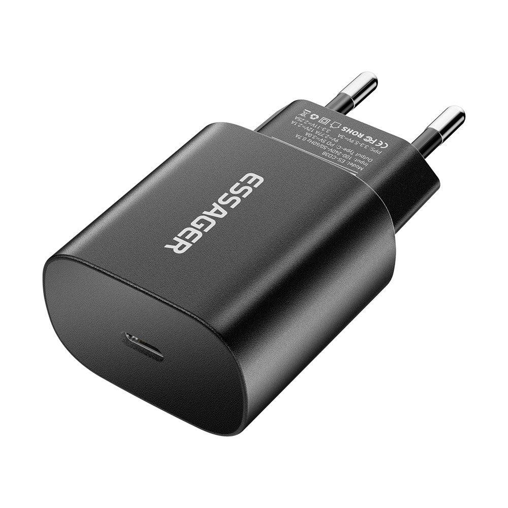 ESSAGER ES-CD38 25W USB-C Wall Charger PD Fast Charging Adapter for iPhone Samsung, EU Plug