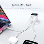 YESIDO YC28U 70W GaN Fast Charger TFT Display USB-A Type-C Adapter with Type-C Retractable Cable , US Plug