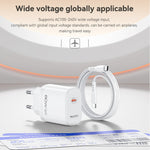 YESIDO YC115 USB-C GaN Charger 40-60W AVS Dynamic Power Adapter with Type-C to Type-C Cable, EU Plug