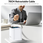 YESIDO YC123 70W GaN Fast Charger with Smart TFT Display, 3-Port USB-C + USB-A Fast Charging Adapter Built-in 70cm Retractable Type-C Cable, EU Plug