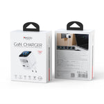 YESIDO YC123 70W GaN Fast Charger with Smart TFT Display, 3-Port USB-C + USB-A Fast Charging Adapter Built-in 70cm Retractable Type-C Cable, EU Plug