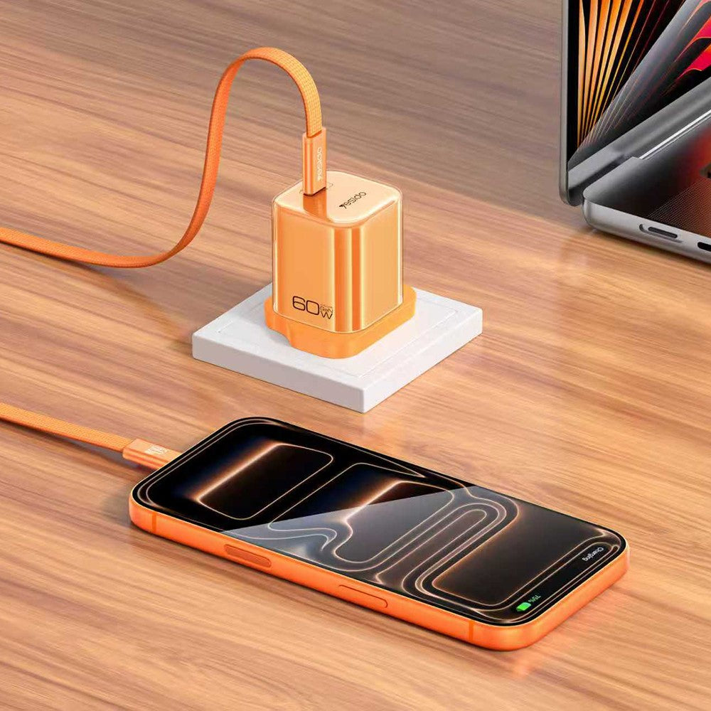 YESIDO YC161 60W Dynamisk Oplader USB-C PD Hurtigopladningsadapter med Type-C til Type-C Kabel, Britisk Stik