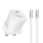 YESIDO YC161 60W Dynamisk Oplader USB-C PD Hurtigopladningsadapter med Type-C til Type-C Kabel, Britisk Stik